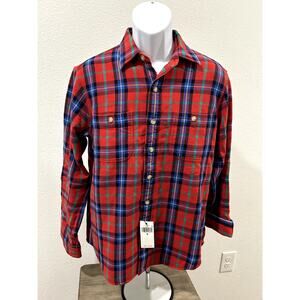 Polo Ralph Lauren Mens Plaid Shirt Collared Red Blue Medium Classic Fit Casual